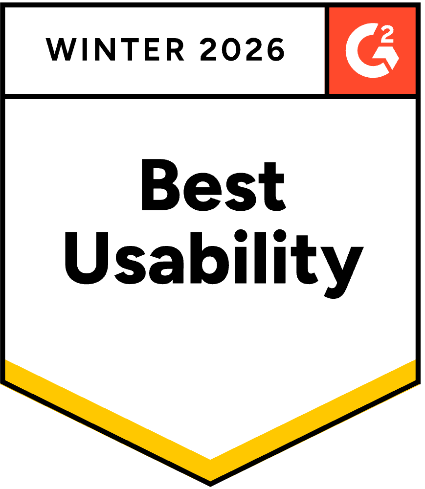 G2 Best Usability badge, Winter 2025